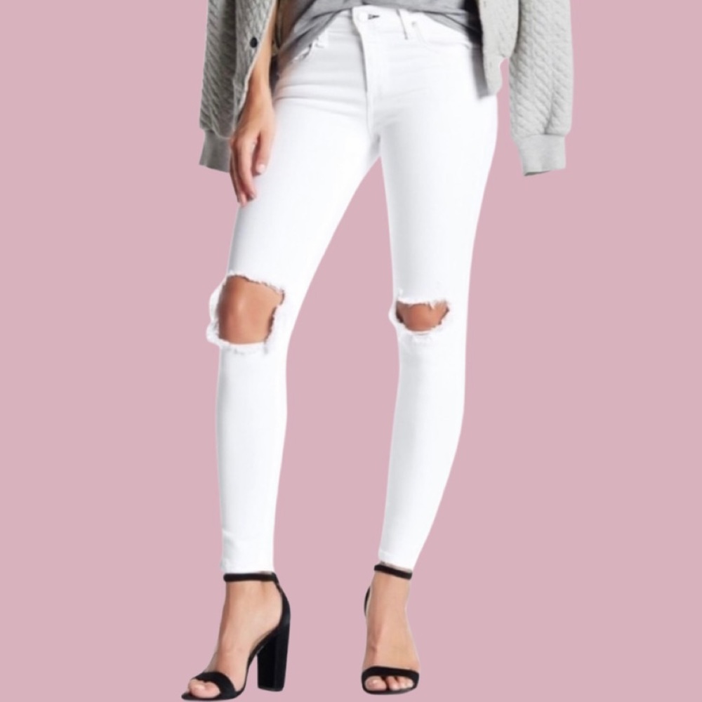 NWT Rag & Bone Distressed Capri White Jeans With Holes